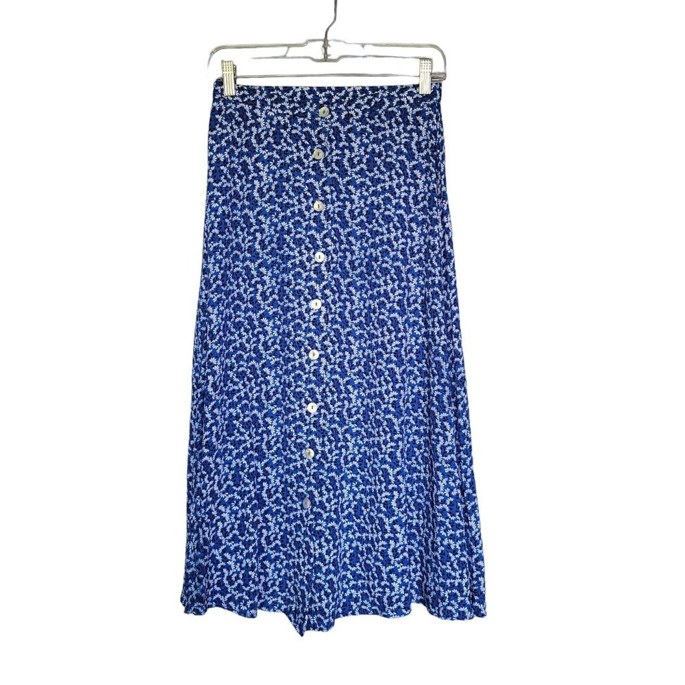 Vintage Worthington Petite Floral Print Button-Front Skirt. Size 10P